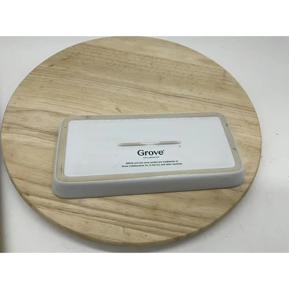 Grove Collaborative White‎ Ceramic Vanity Tray Small Rectangular Bathroom Sink